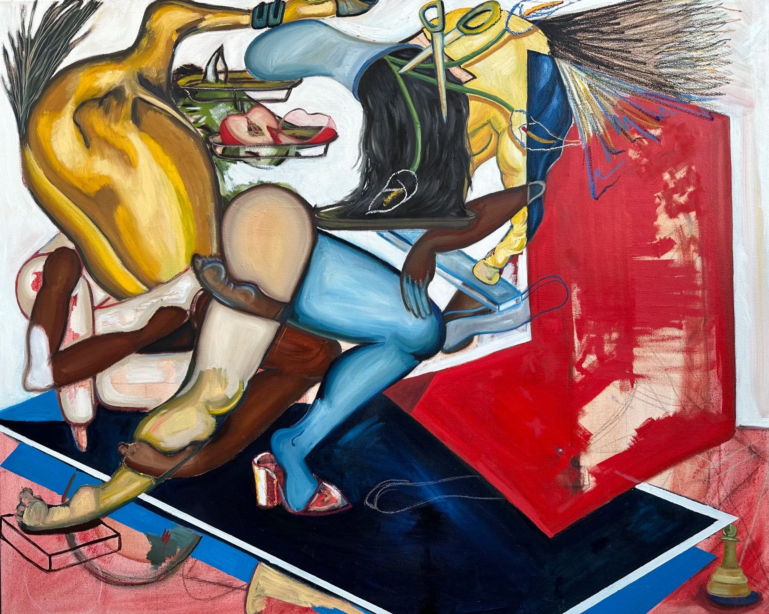 Christl Stringer
-
Finish the Race, 2024
oil, acrylic, oil pastel, charcoal, and chalk on canvas, 48x60in.