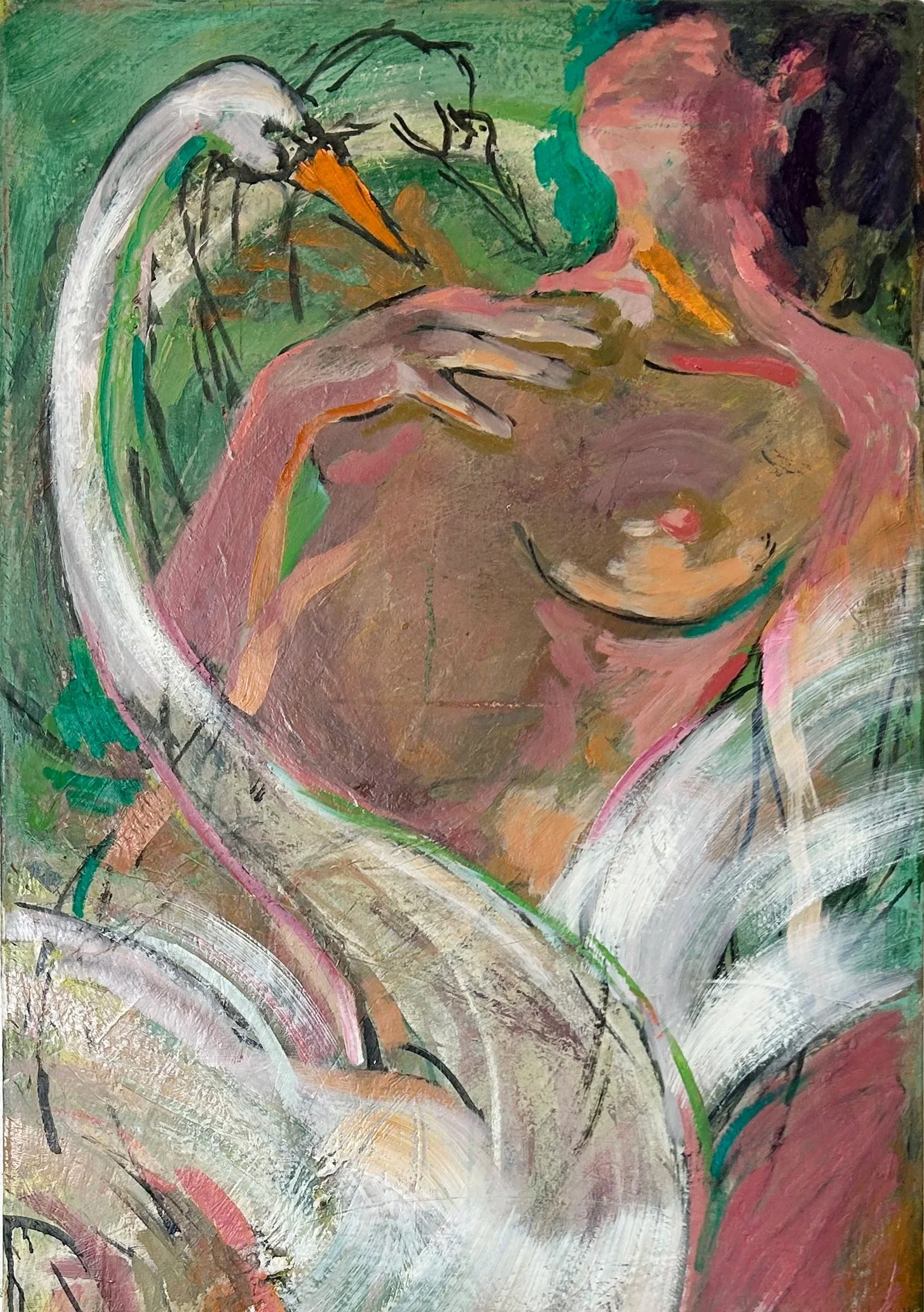 Jennifer Berkowitz
-
Leda and The Swan 3, 2026, 
oil on canvas, 58x22in.