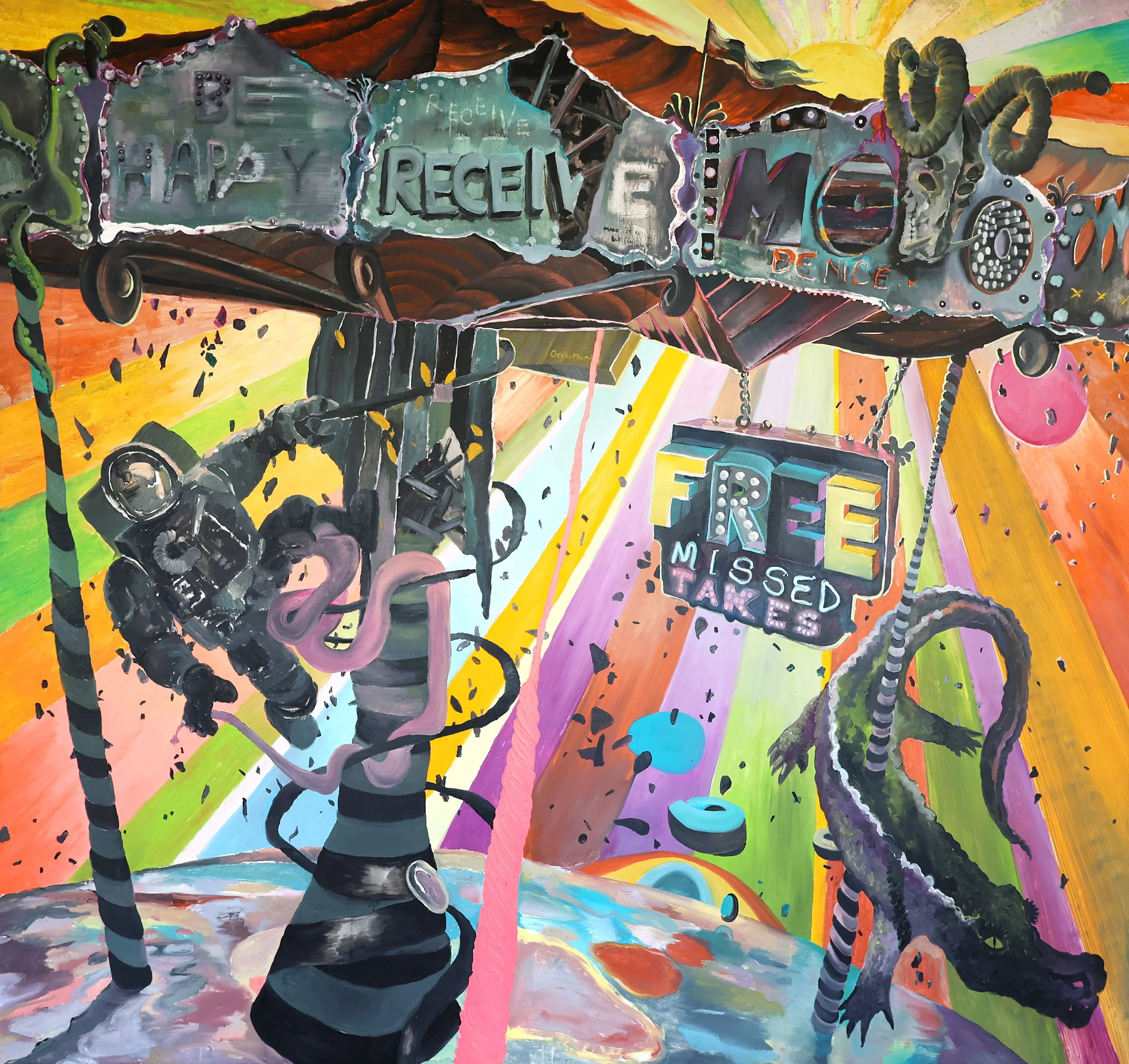 Free Missed Takes, oil on canvas, 80.7x86.6in, 2025