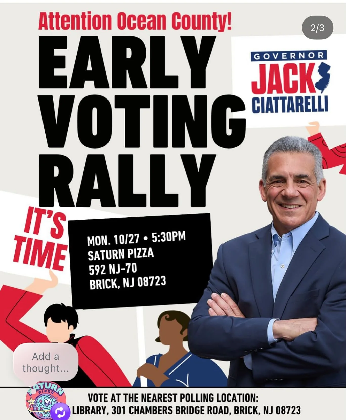 MONDAY 5:30 @jack4nj JOINS US @saturnpizzanj @itscowcountry ‼️❕GET OUT AND VOTE 🇺🇸#jack4nj #smallbusiness #welovenj #savenj