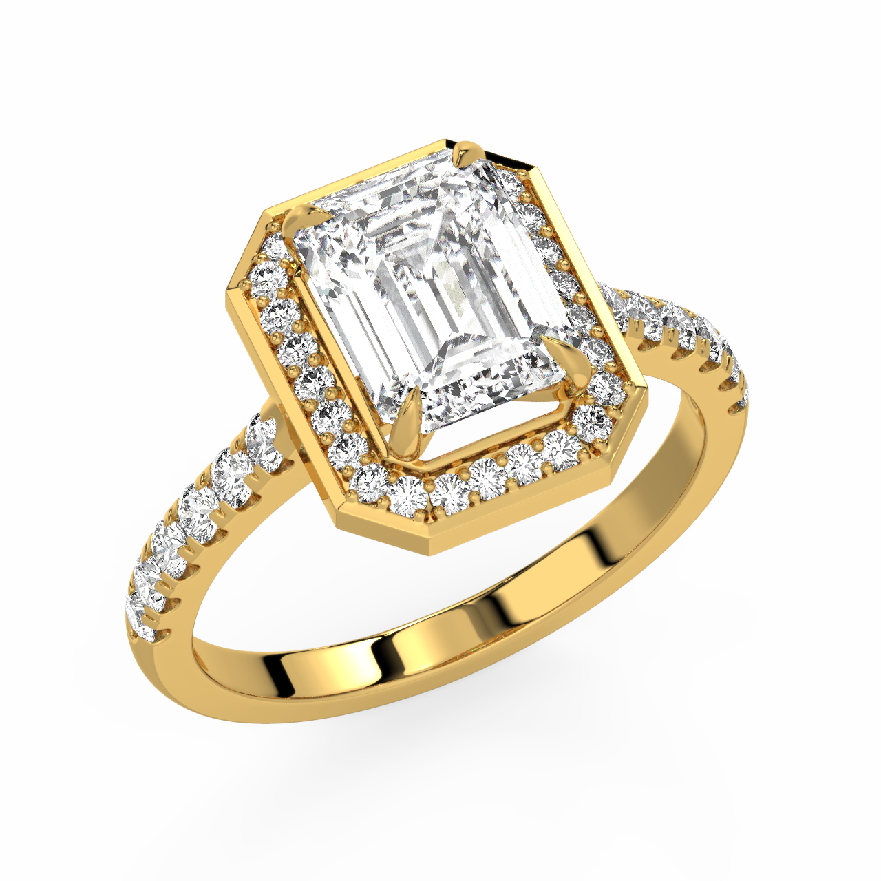 Emerald Halo Diamond Ring - Fine Diamond Jewellery by Sapphiro