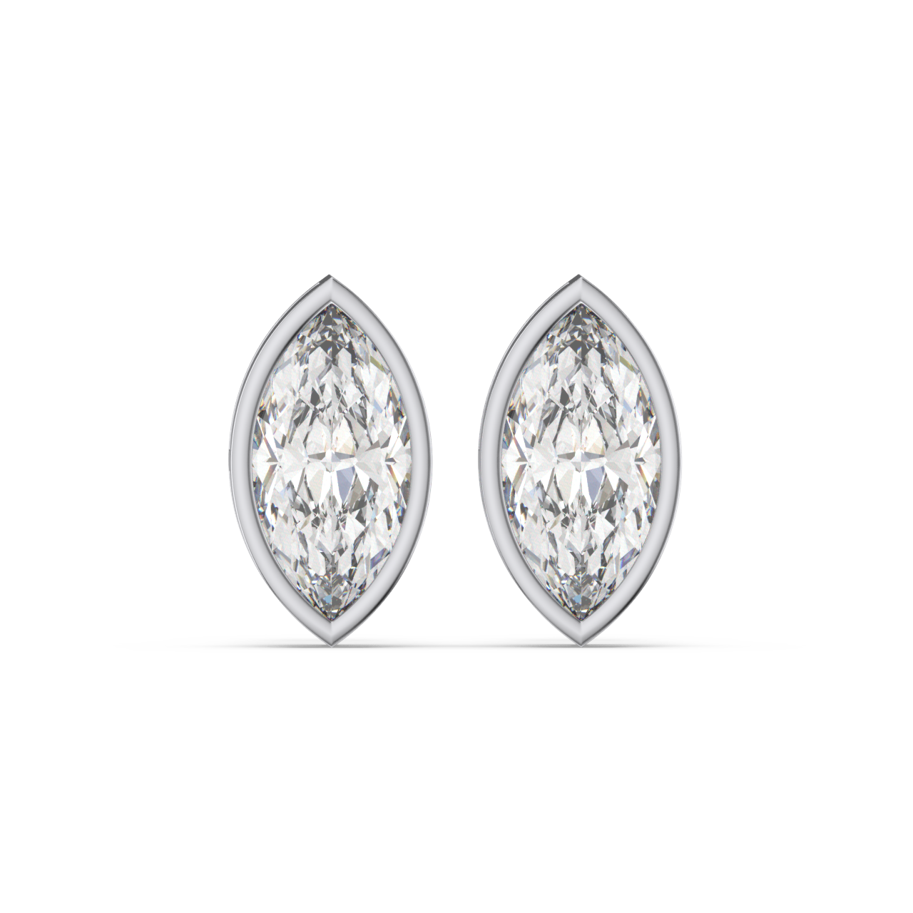 Bezel Set Marquise Diamond Studs - Fine Diamond Jewellery by Sapphiro