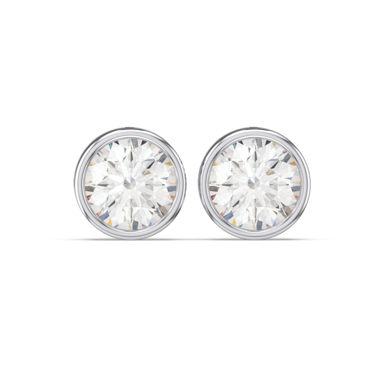 Bezel Set Round Diamond Studs - Fine Diamond Jewellery by Sapphiro