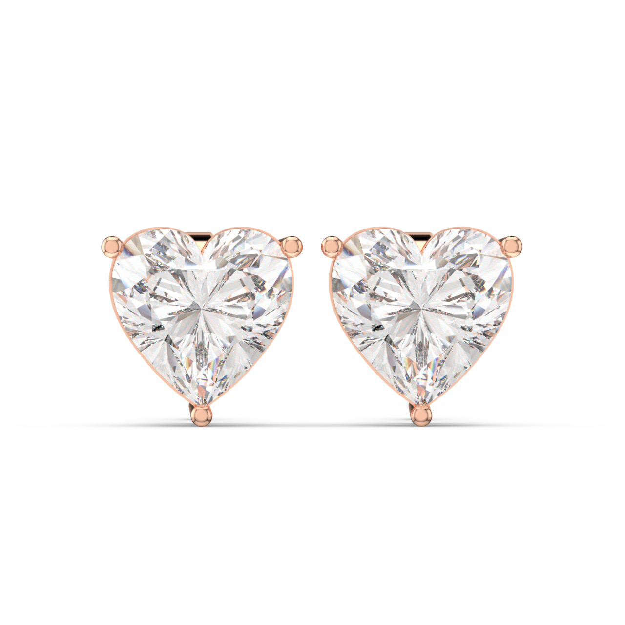Classic Solitaire Heart Studs - Fine Diamond Jewellery by Sapphiro