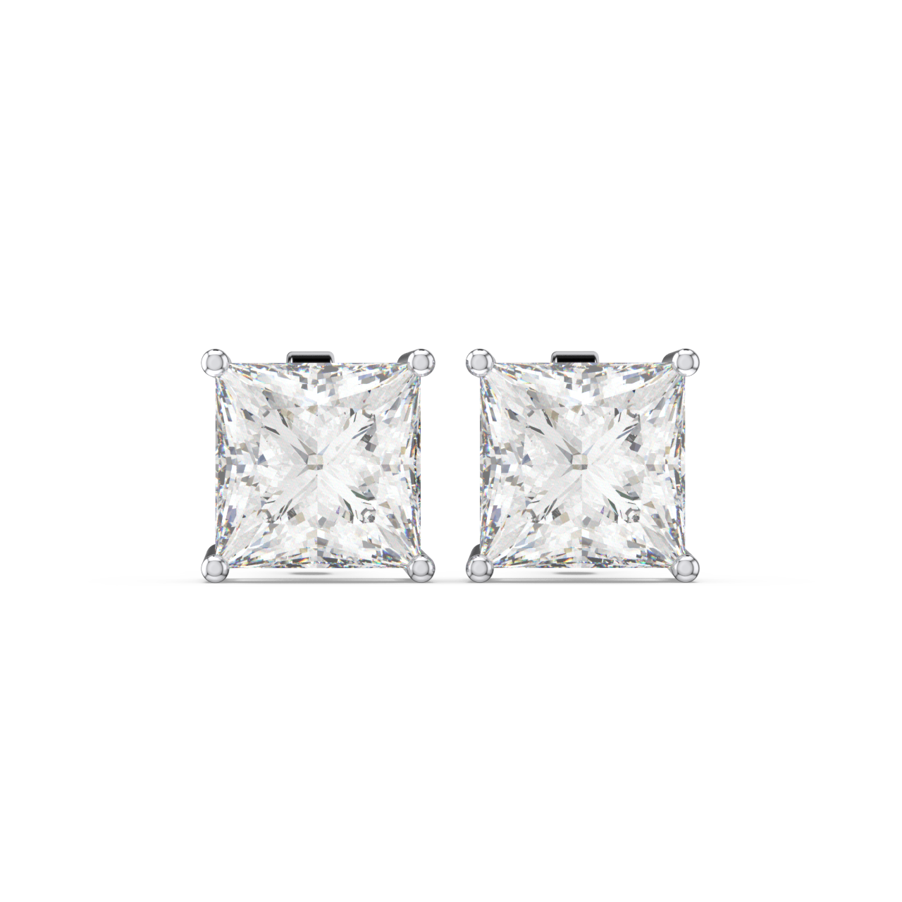 Classic Solitaire Princess Studs - Fine Diamond Jewellery by Sapphiro