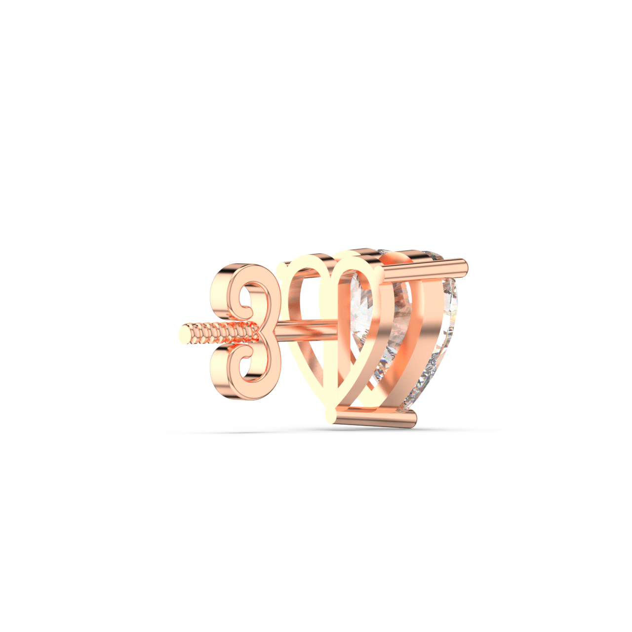 Classic Solitaire Heart Studs - Fine Diamond Jewellery by Sapphiro