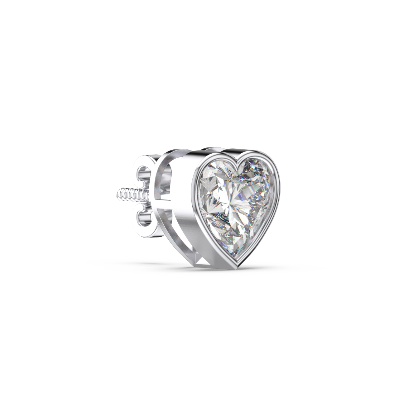 Bezel Set Heart Diamond Studs - Fine Diamond Jewellery by Sapphiro