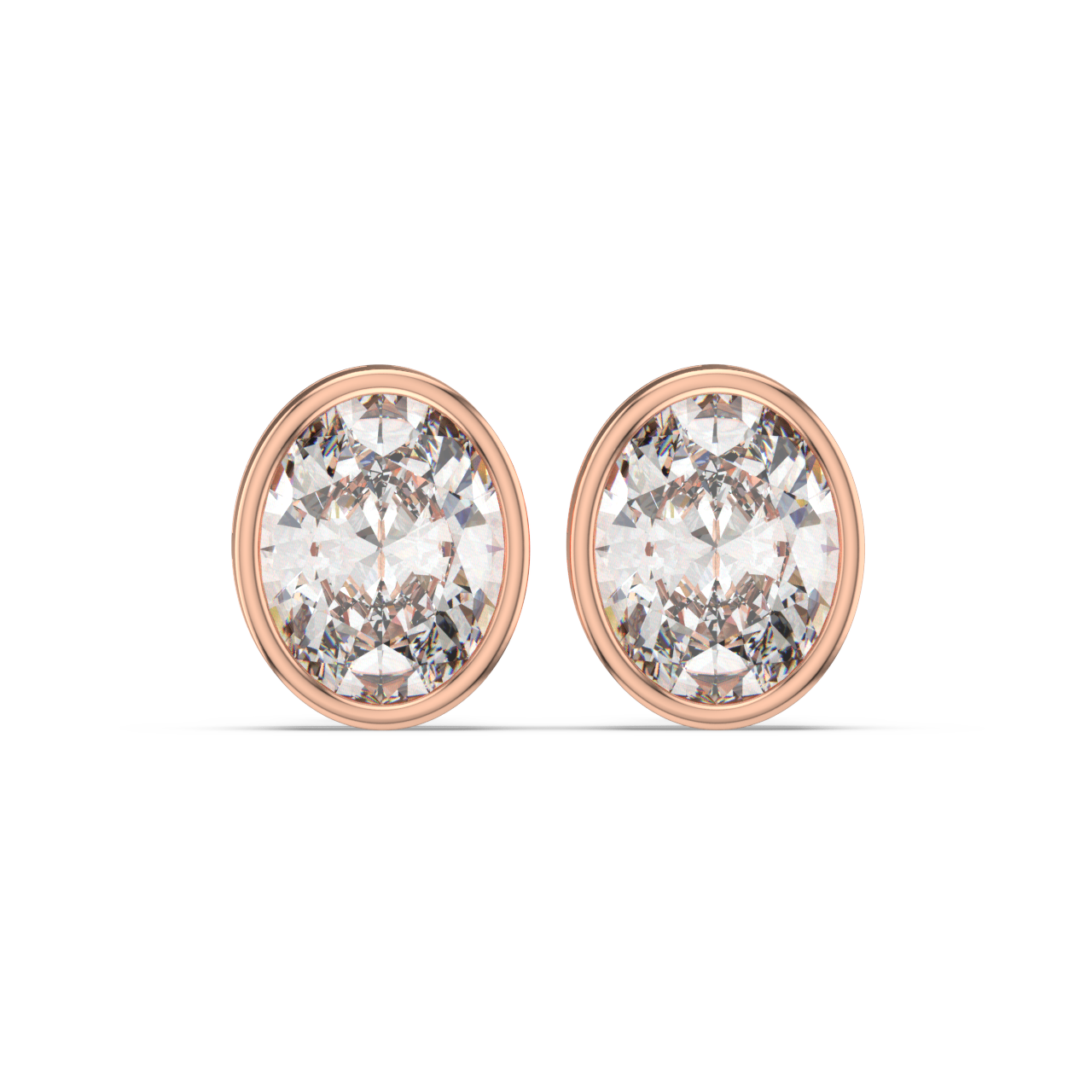 Bezel Set Oval Diamond Studs - Fine Diamond Jewellery by Sapphiro
