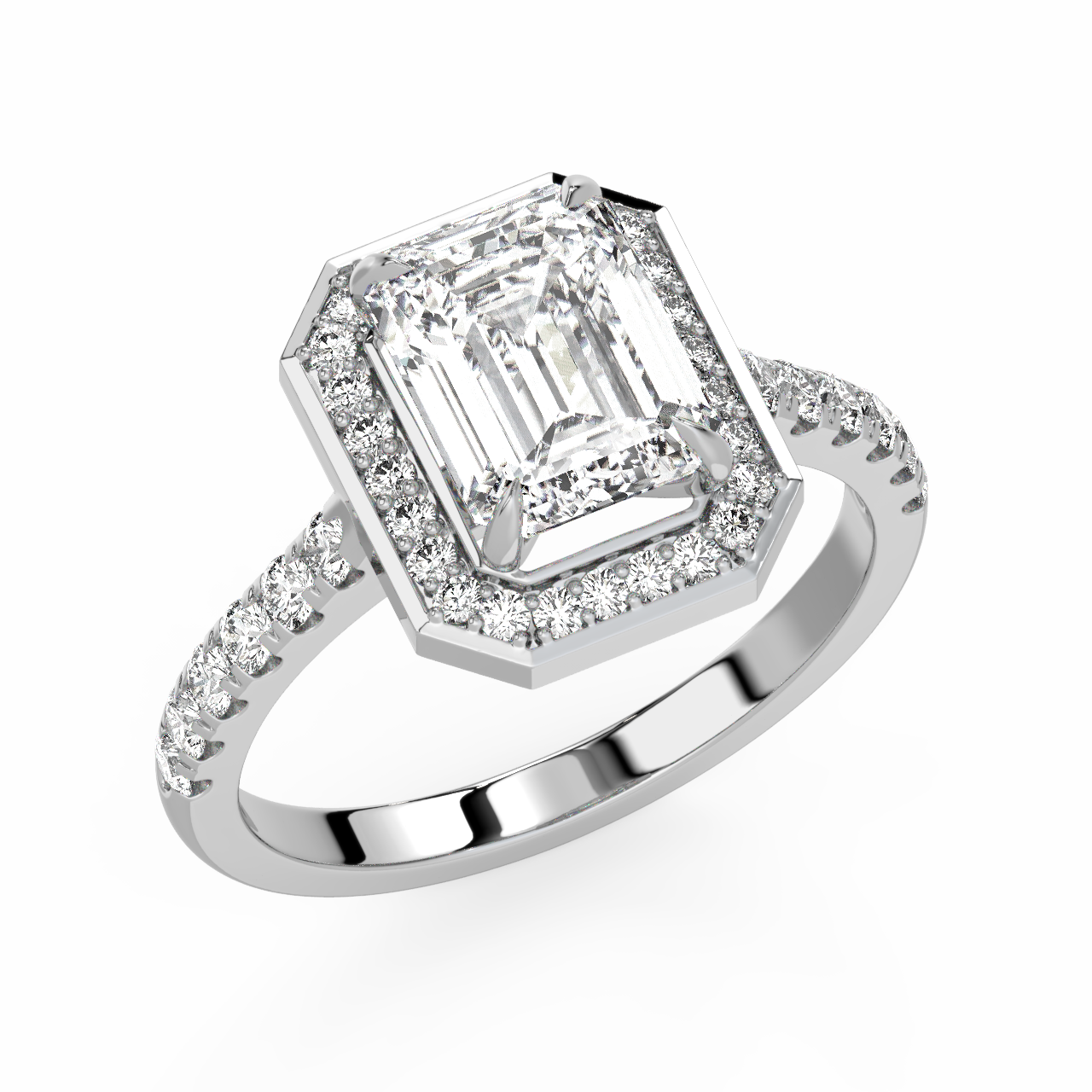 Emerald Halo Diamond Ring - Fine Diamond Jewellery by Sapphiro
