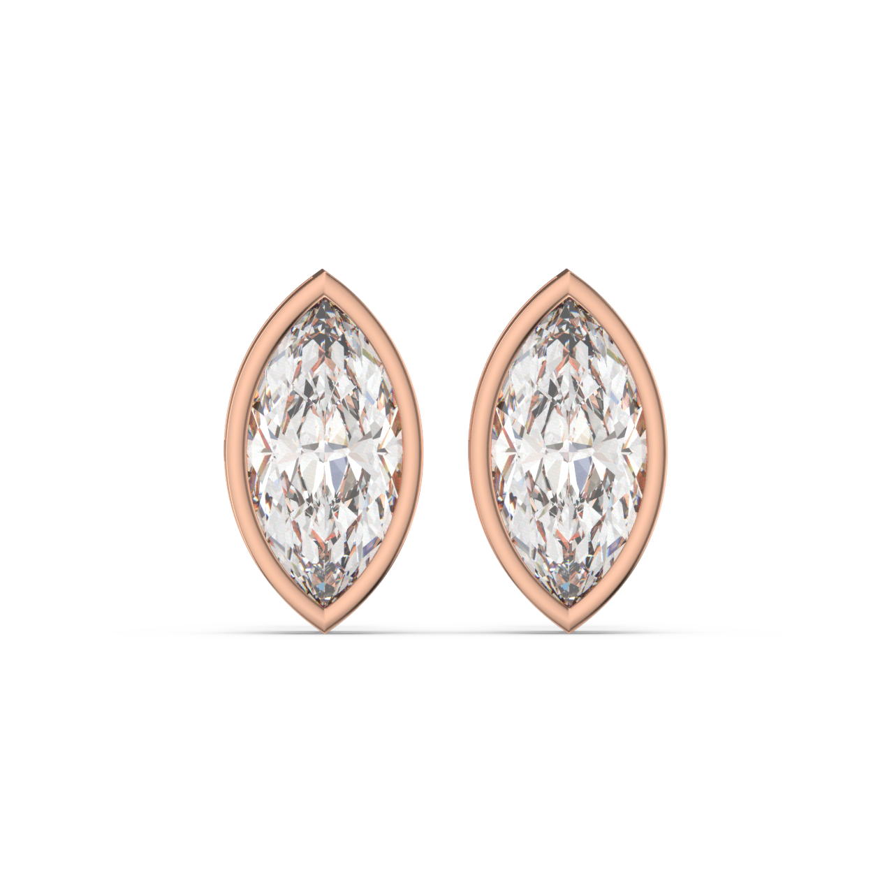 Bezel Set Marquise Diamond Studs - Fine Diamond Jewellery by Sapphiro