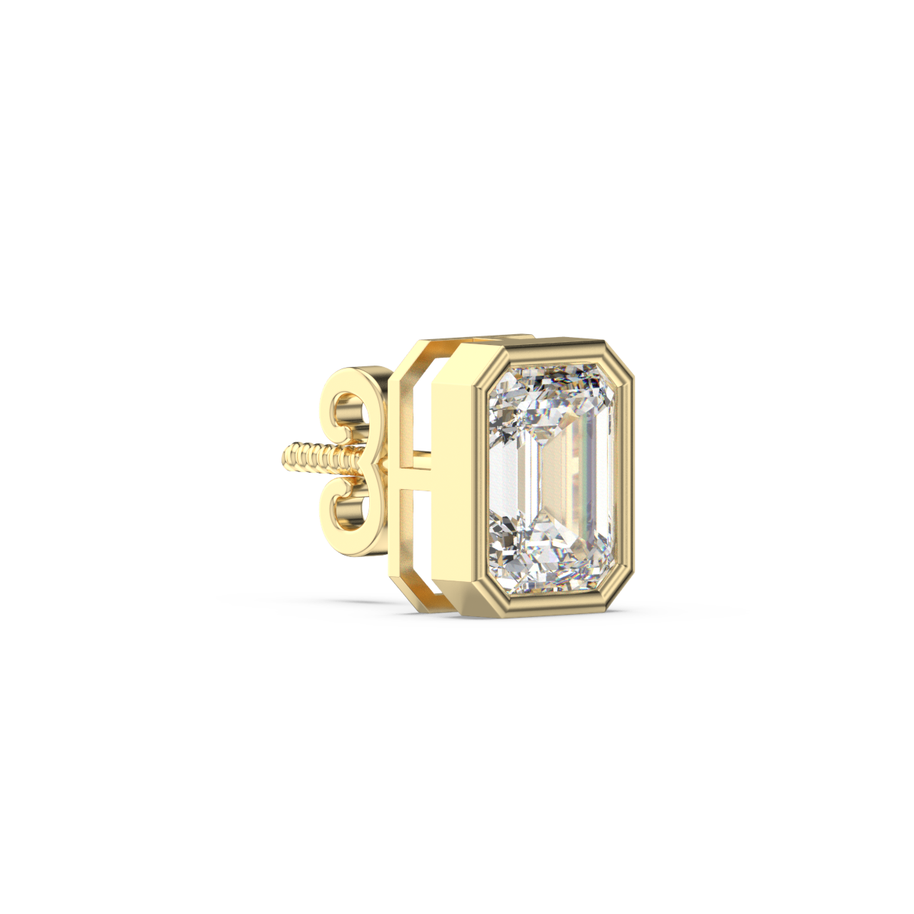 Bezel Set Emerald Diamond Studs - Fine Diamond Jewellery by Sapphiro