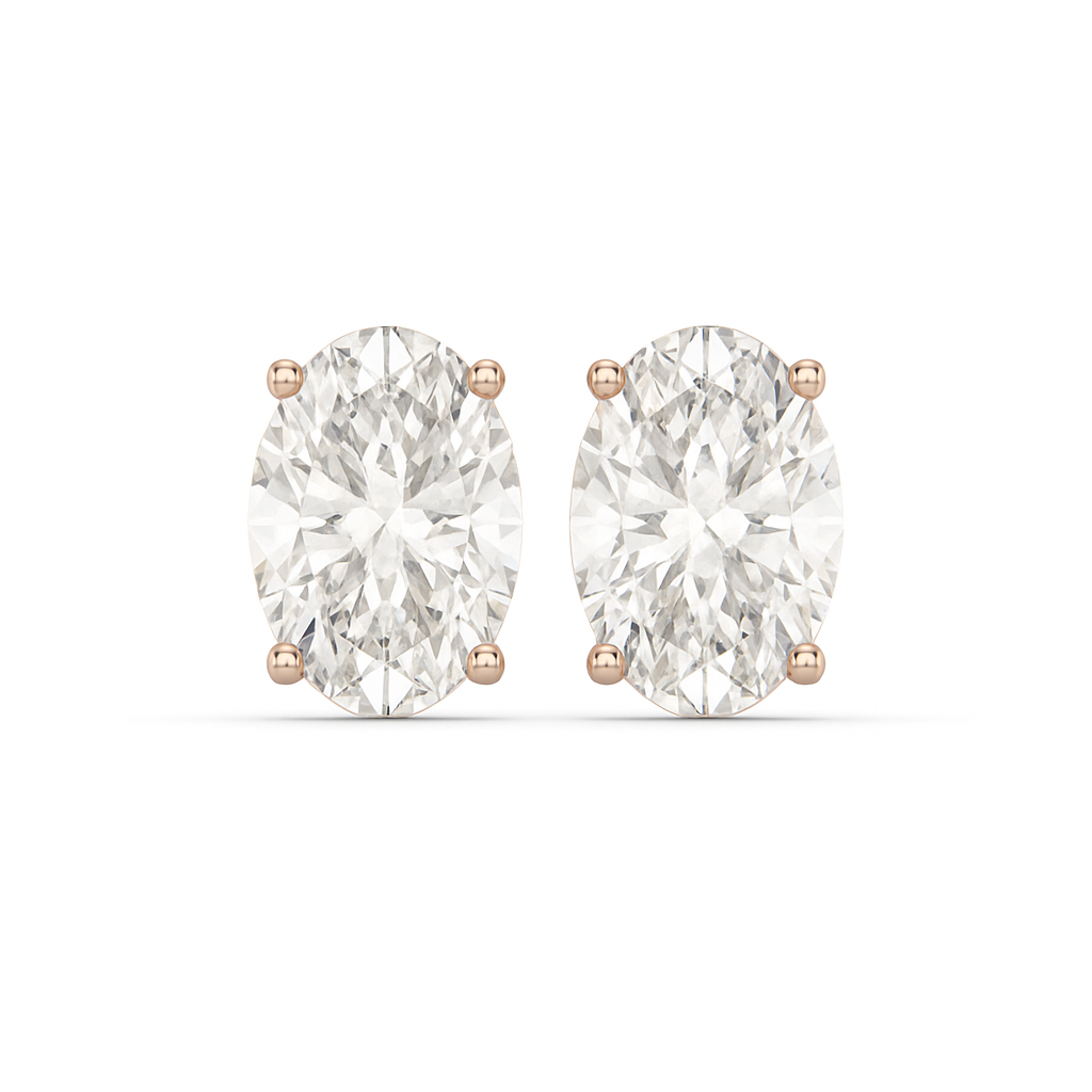 Classic Solitaire Oval Studs - Fine Diamond Jewellery by Sapphiro