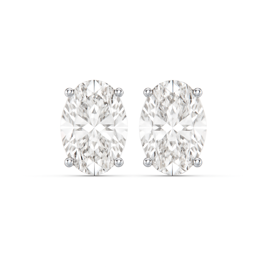 Classic Solitaire Oval Studs - Fine Diamond Jewellery by Sapphiro