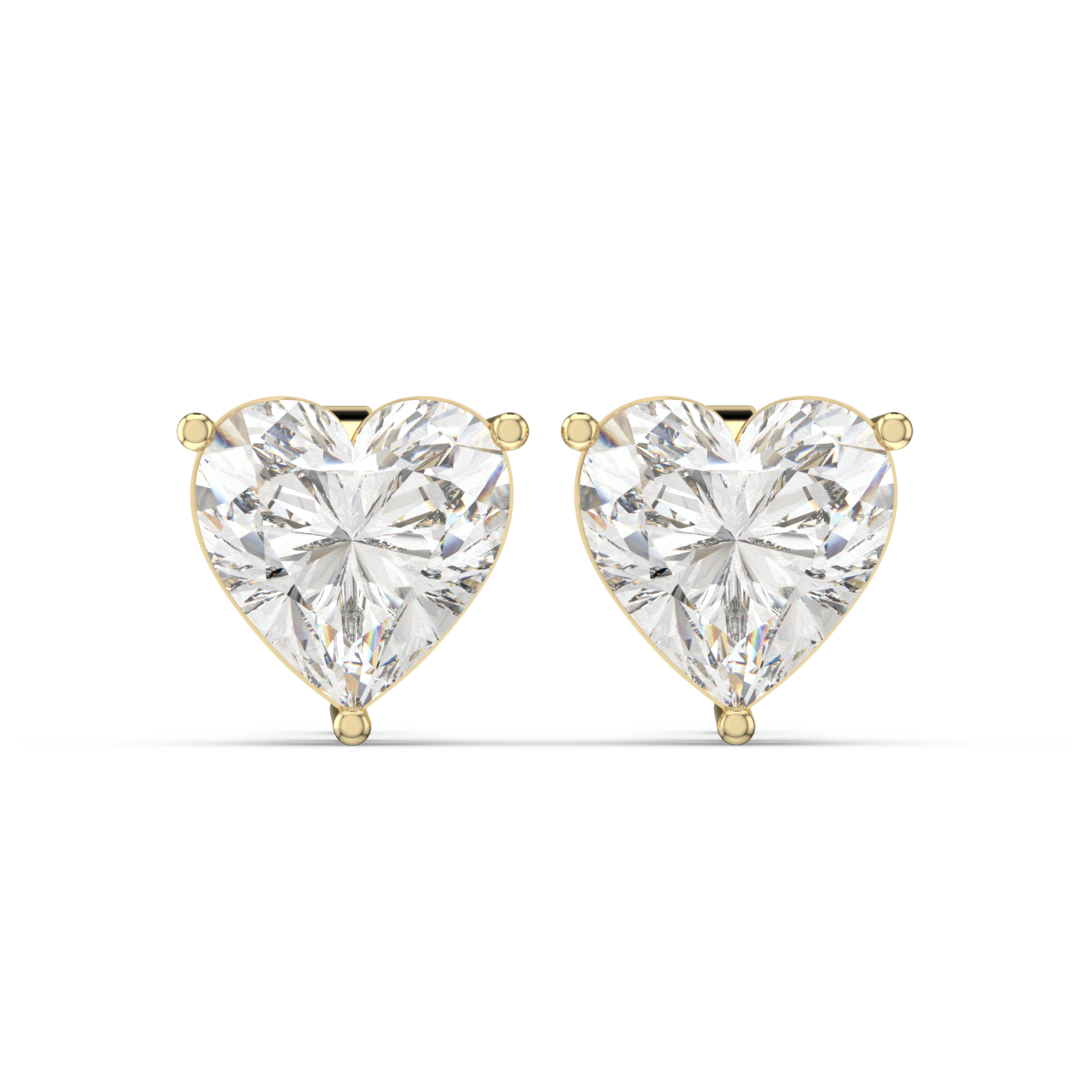 Classic Solitaire Heart Studs - Fine Diamond Jewellery by Sapphiro