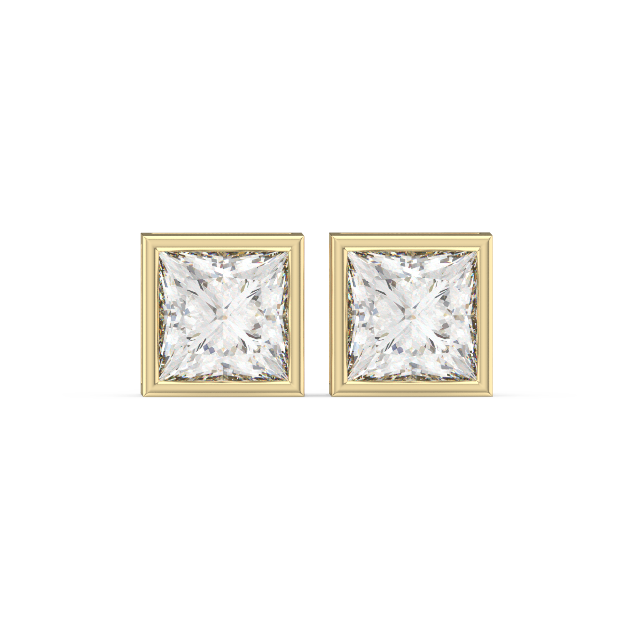 Bezel Set Princess Diamond Studs - Fine Diamond Jewellery by Sapphiro