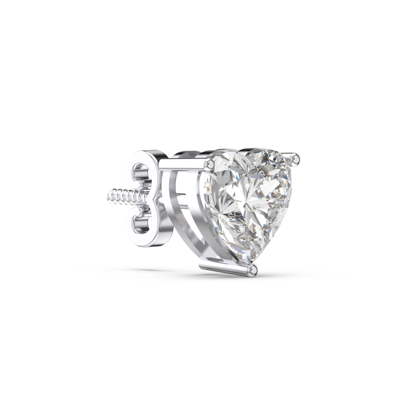 Classic Solitaire Heart Studs - Fine Diamond Jewellery by Sapphiro