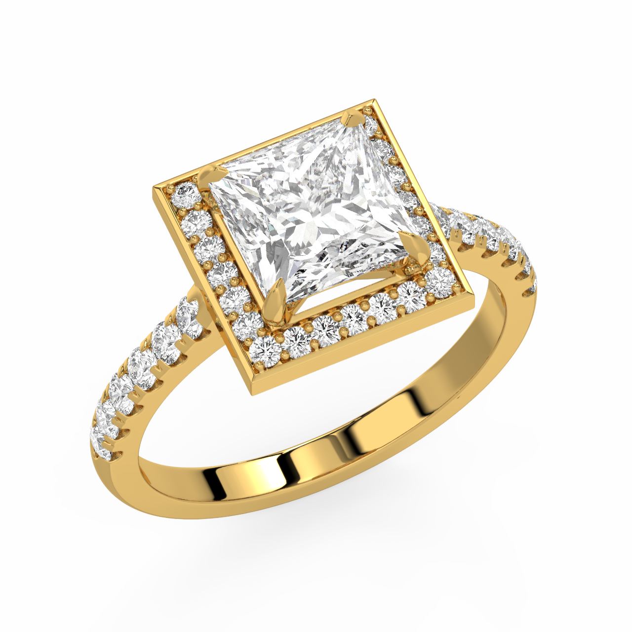 Princess Halo Diamond Ring - Fine Diamond Jewellery by Sapphiro