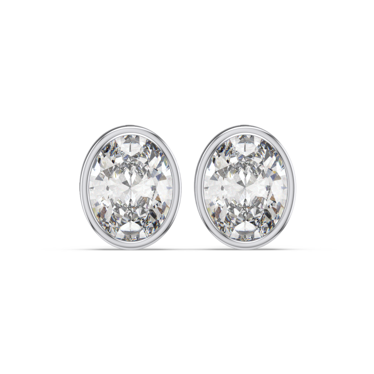Bezel Set Oval Diamond Studs - Fine Diamond Jewellery by Sapphiro