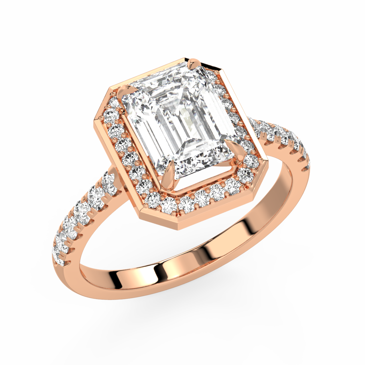 Emerald Halo Diamond Ring - Fine Diamond Jewellery by Sapphiro