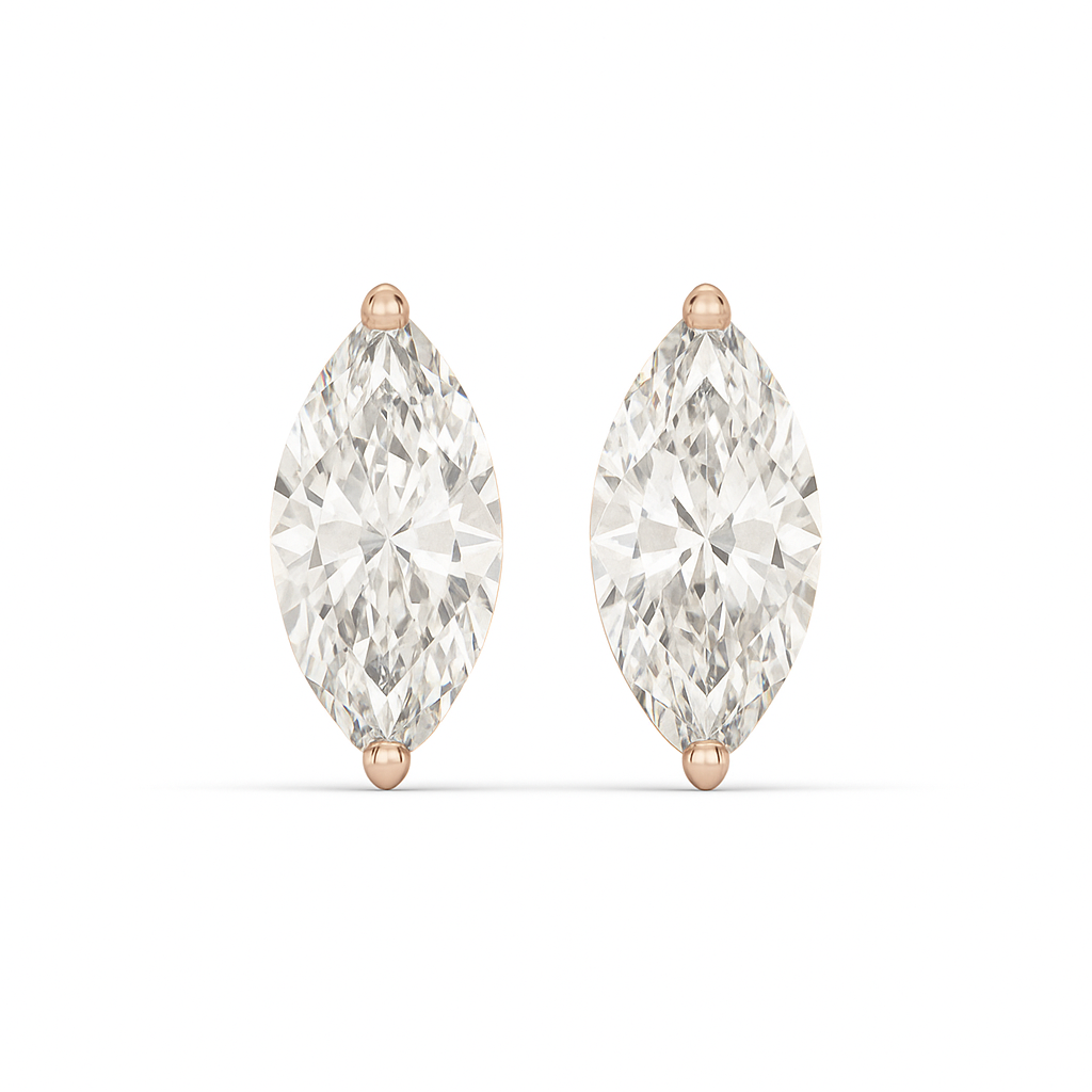 Classic Solitaire Marquise Studs - Fine Diamond Jewellery by Sapphiro
