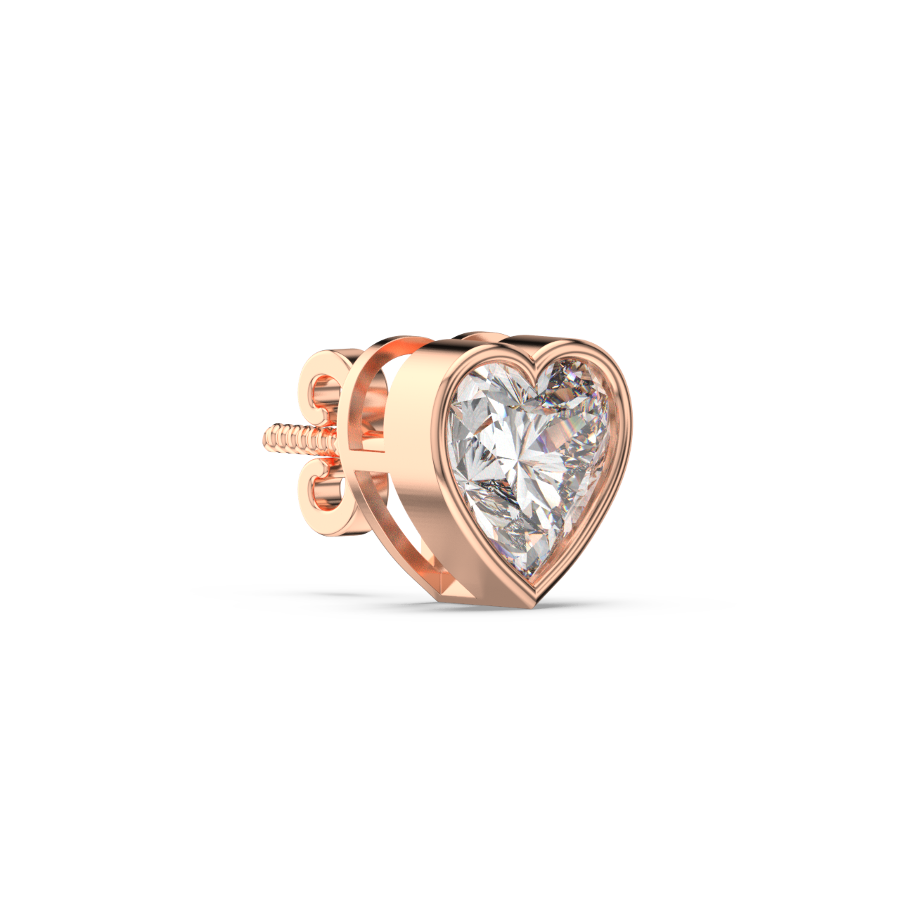 Bezel Set Heart Diamond Studs - Fine Diamond Jewellery by Sapphiro