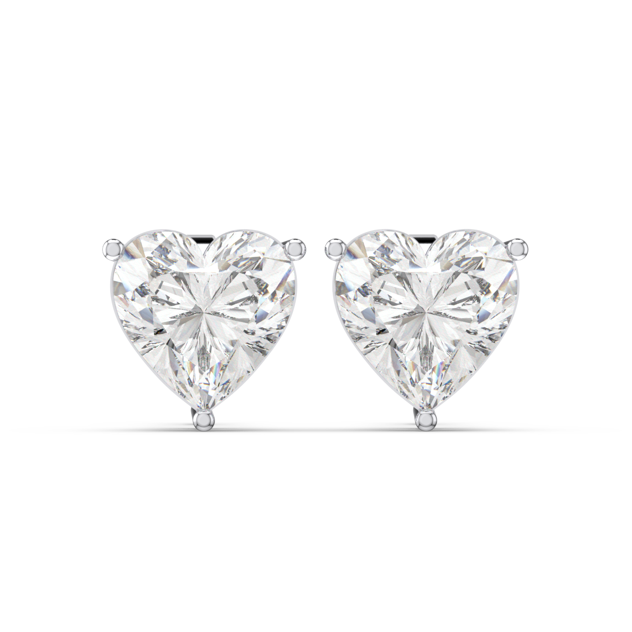 Classic Solitaire Heart Studs - Fine Diamond Jewellery by Sapphiro