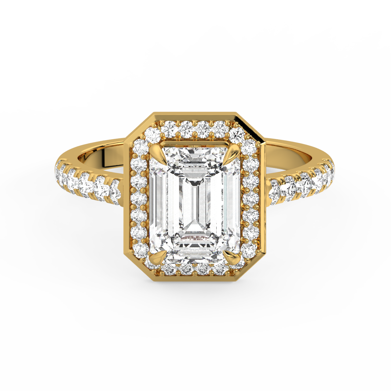 Emerald Halo Diamond Ring - Fine Diamond Jewellery by Sapphiro
