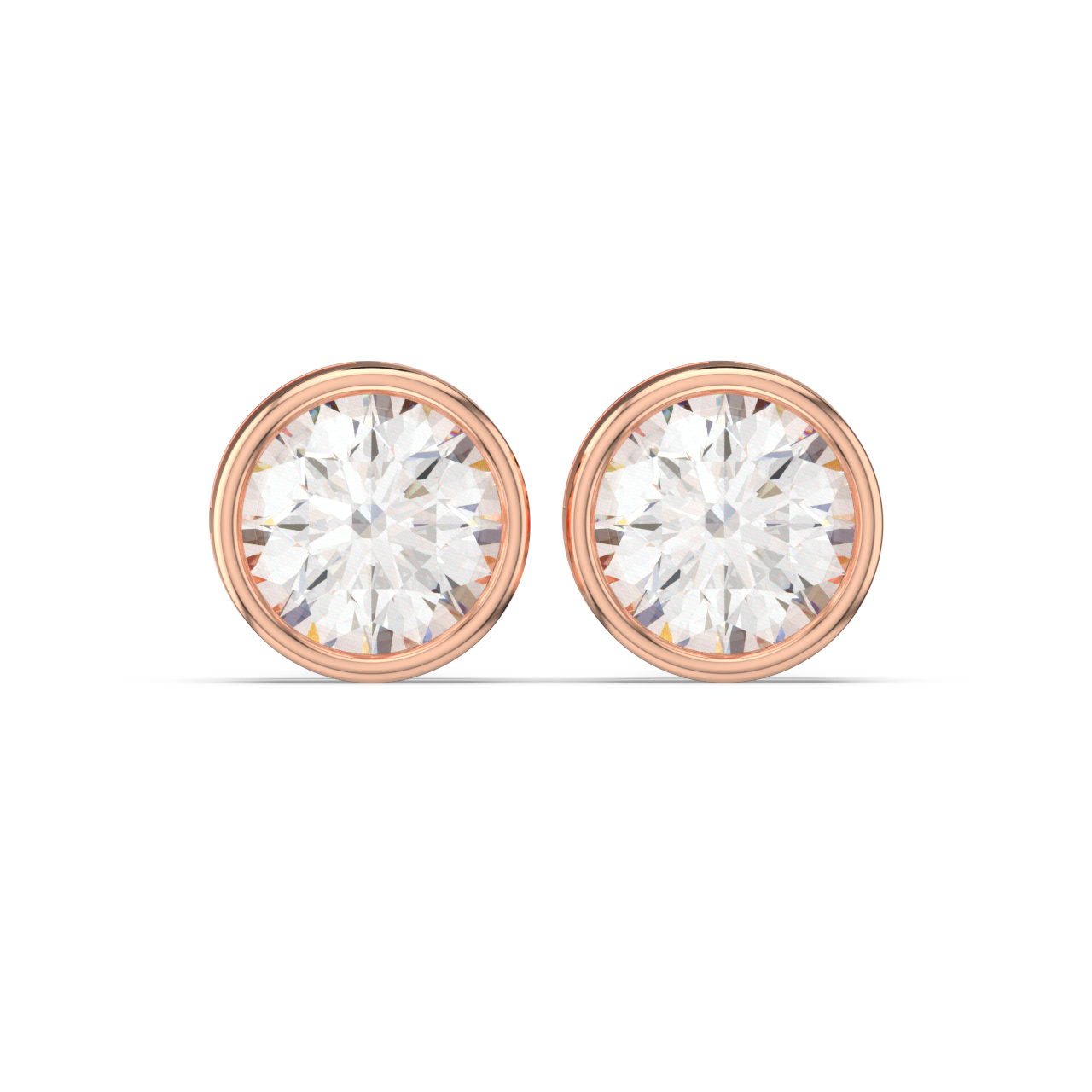 Bezel Set Round Diamond Studs - Fine Diamond Jewellery by Sapphiro
