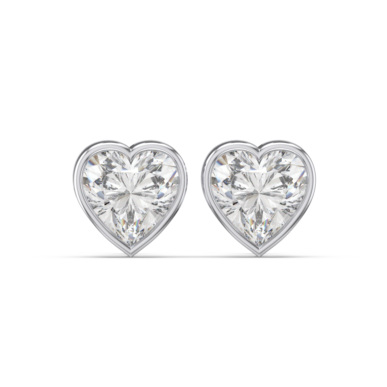 Bezel Set Heart Diamond Studs - Fine Diamond Jewellery by Sapphiro