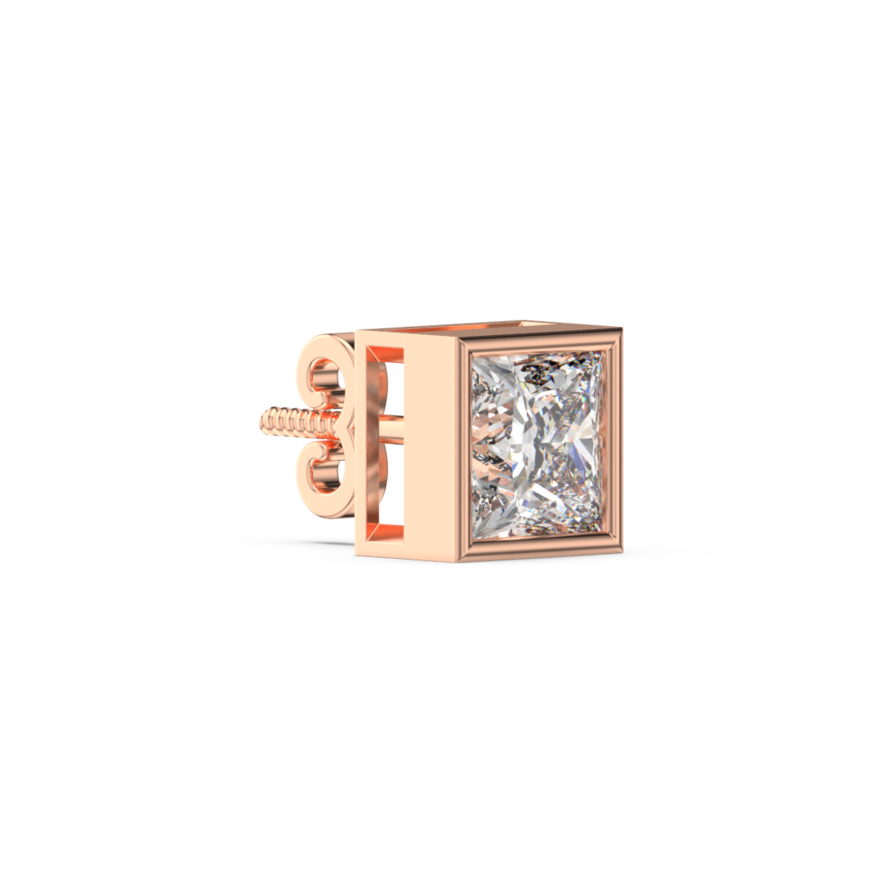 Bezel Set Princess Diamond Studs - Fine Diamond Jewellery by Sapphiro