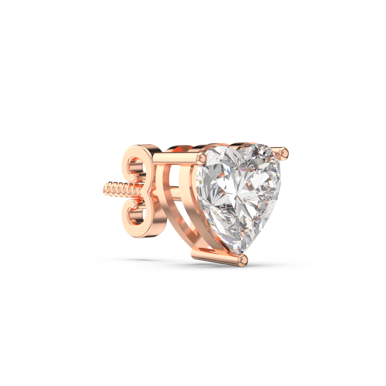 Classic Solitaire Heart Studs - Fine Diamond Jewellery by Sapphiro