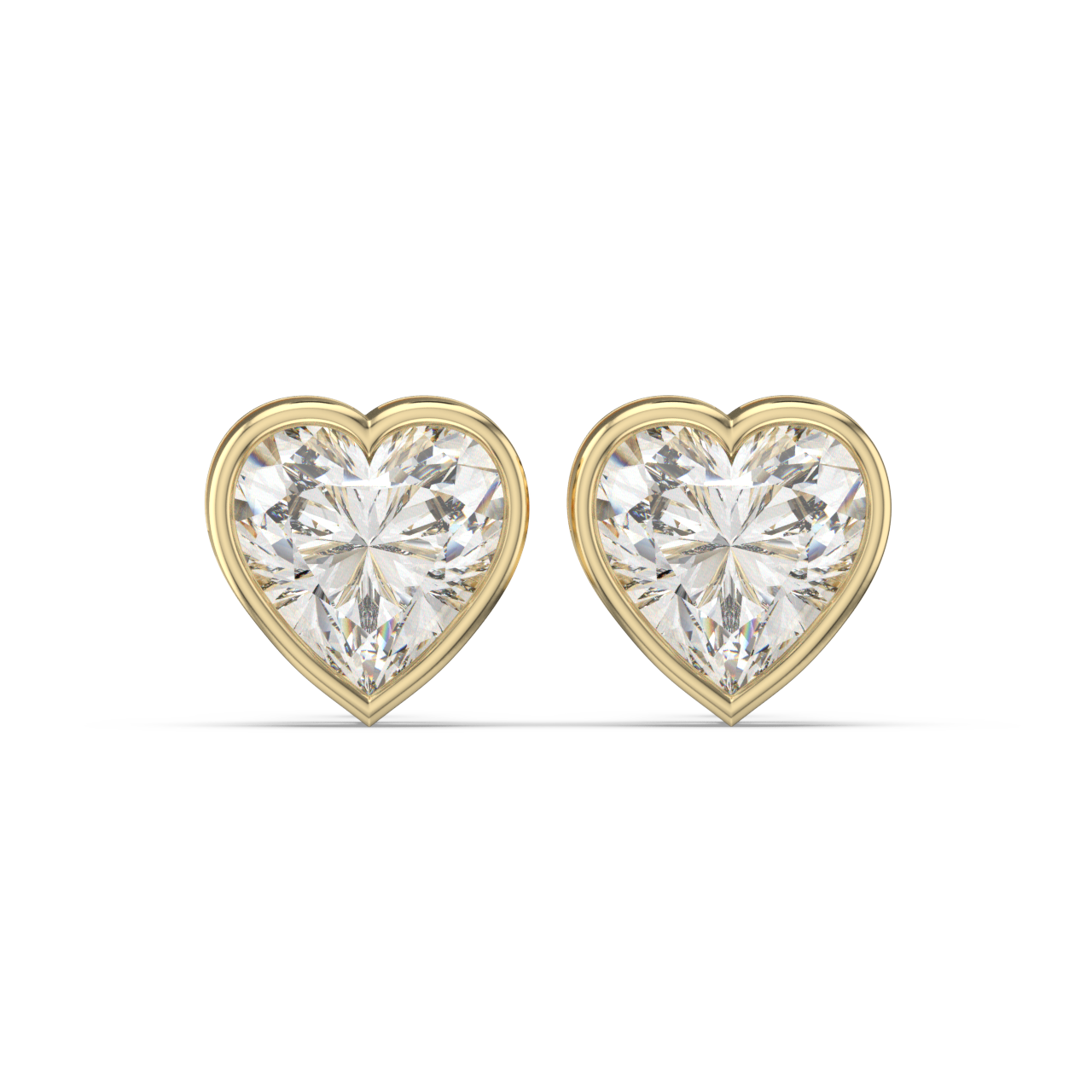 Bezel Set Heart Diamond Studs - Fine Diamond Jewellery by Sapphiro