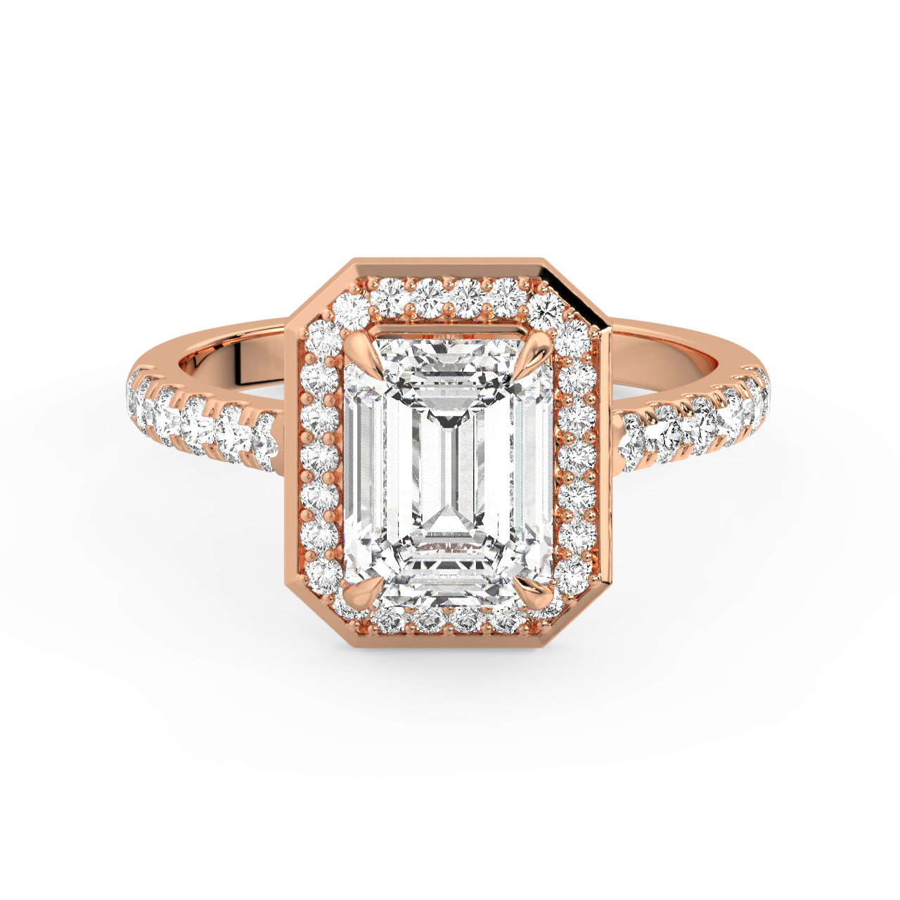 Emerald Halo Diamond Ring - Fine Diamond Jewellery by Sapphiro