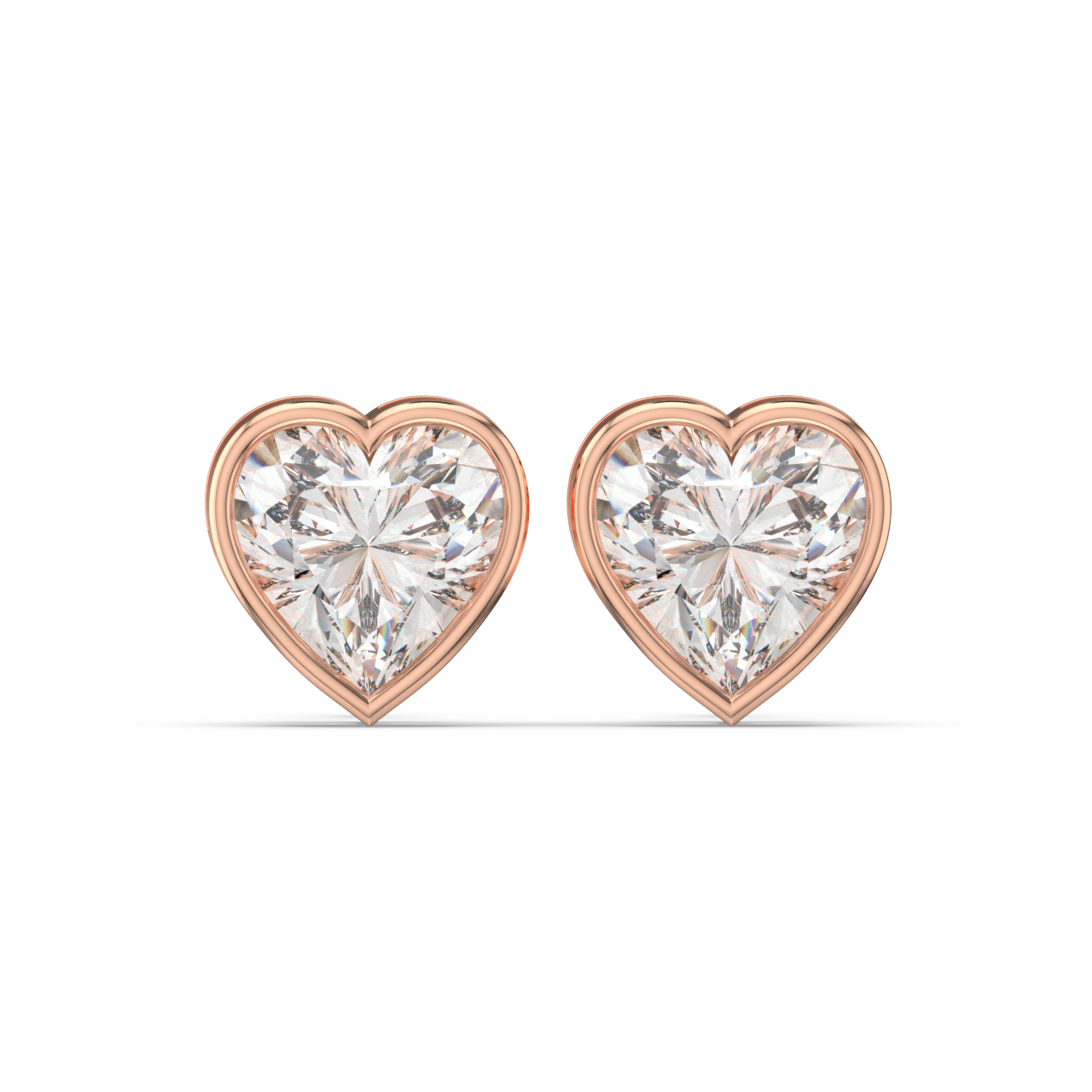 Bezel Set Heart Diamond Studs - Fine Diamond Jewellery by Sapphiro