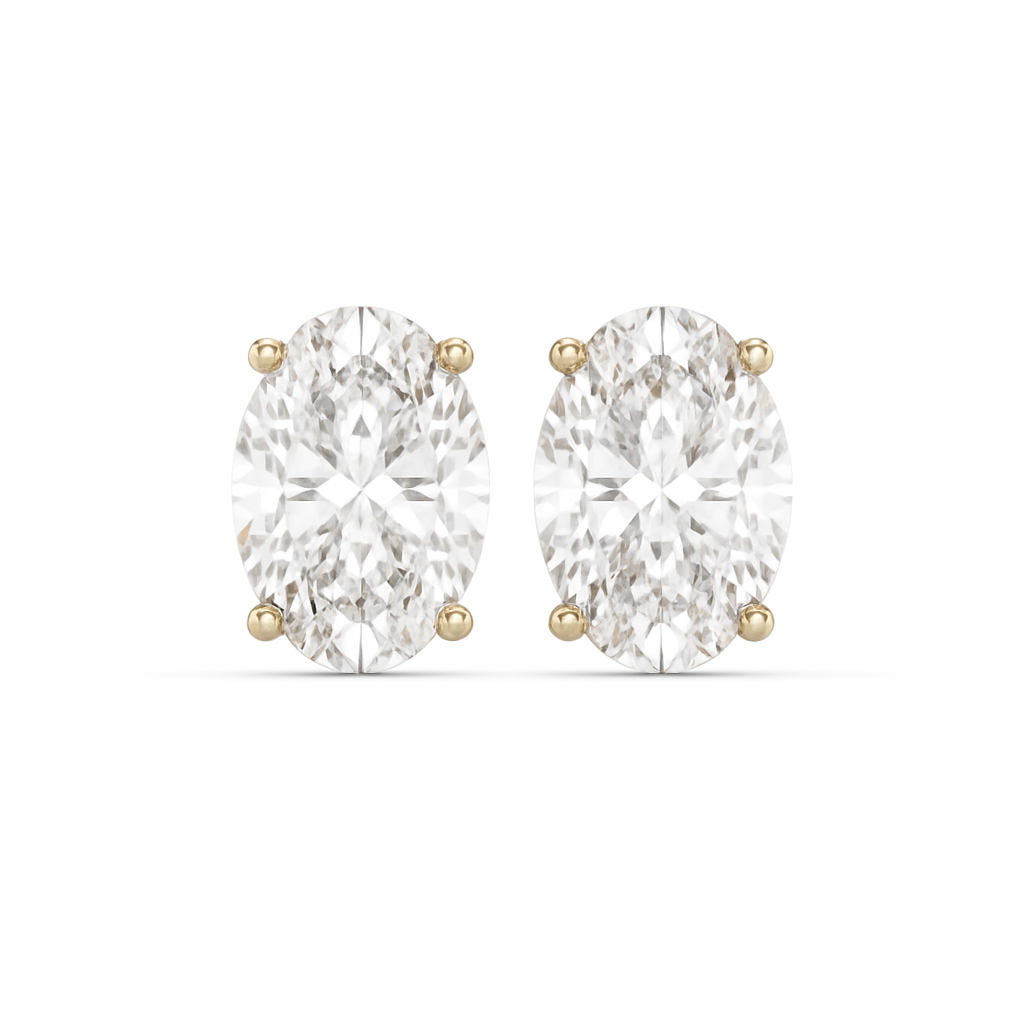 Classic Solitaire Oval Studs - Fine Diamond Jewellery by Sapphiro