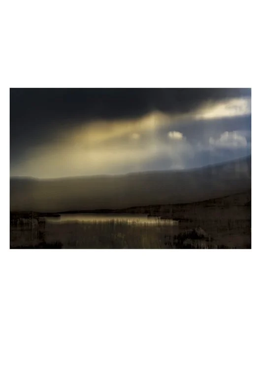 subjective-view-connemara a hazy brown blue and golden sky, after the rain, above the bogs of Connemara