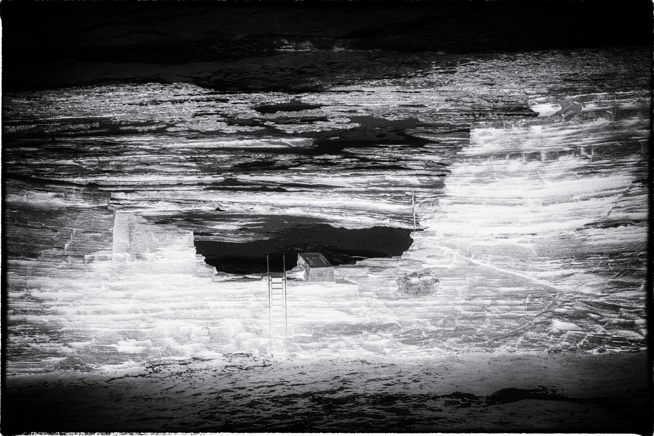 black and white negative landscape image