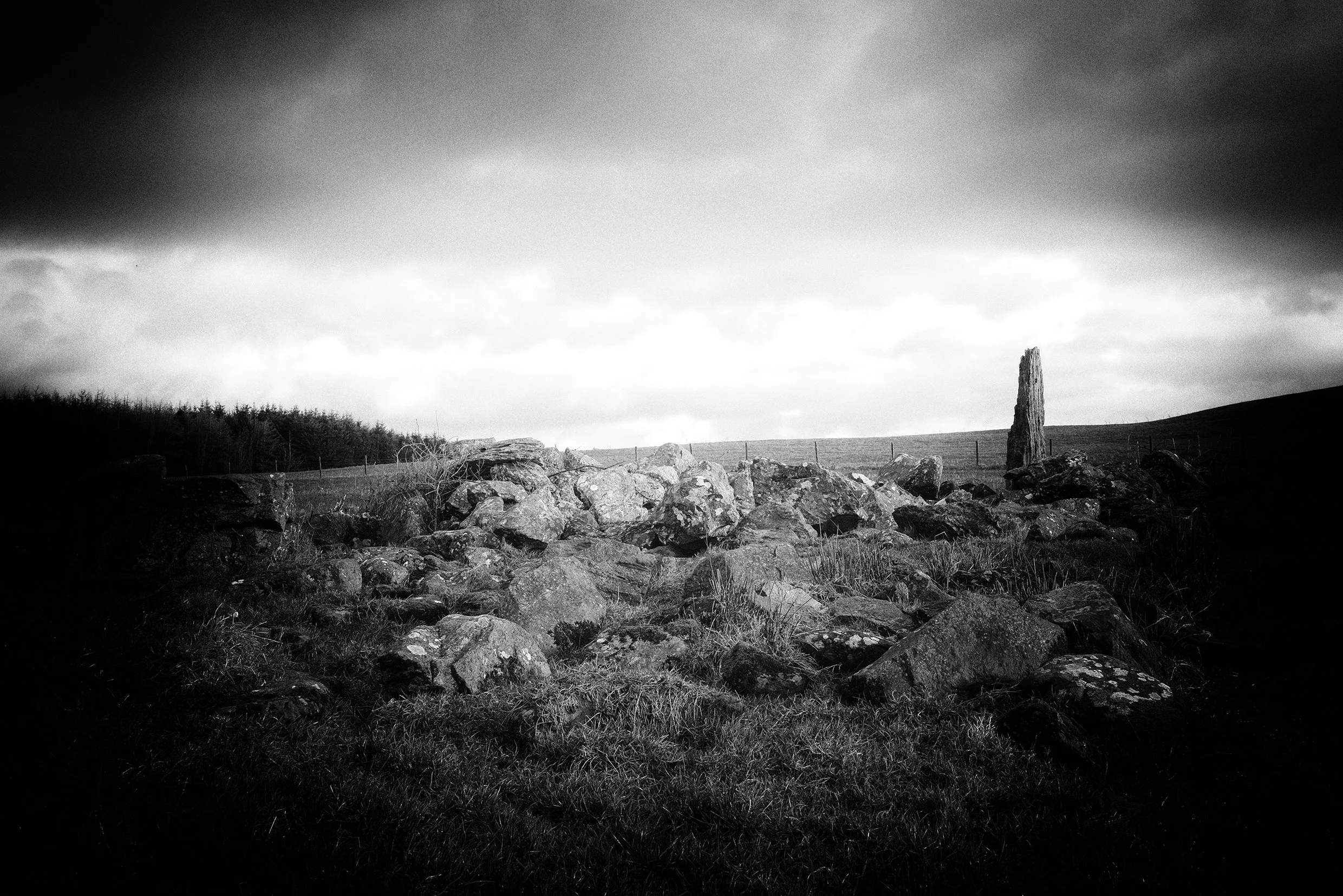 black and white negative landscape image