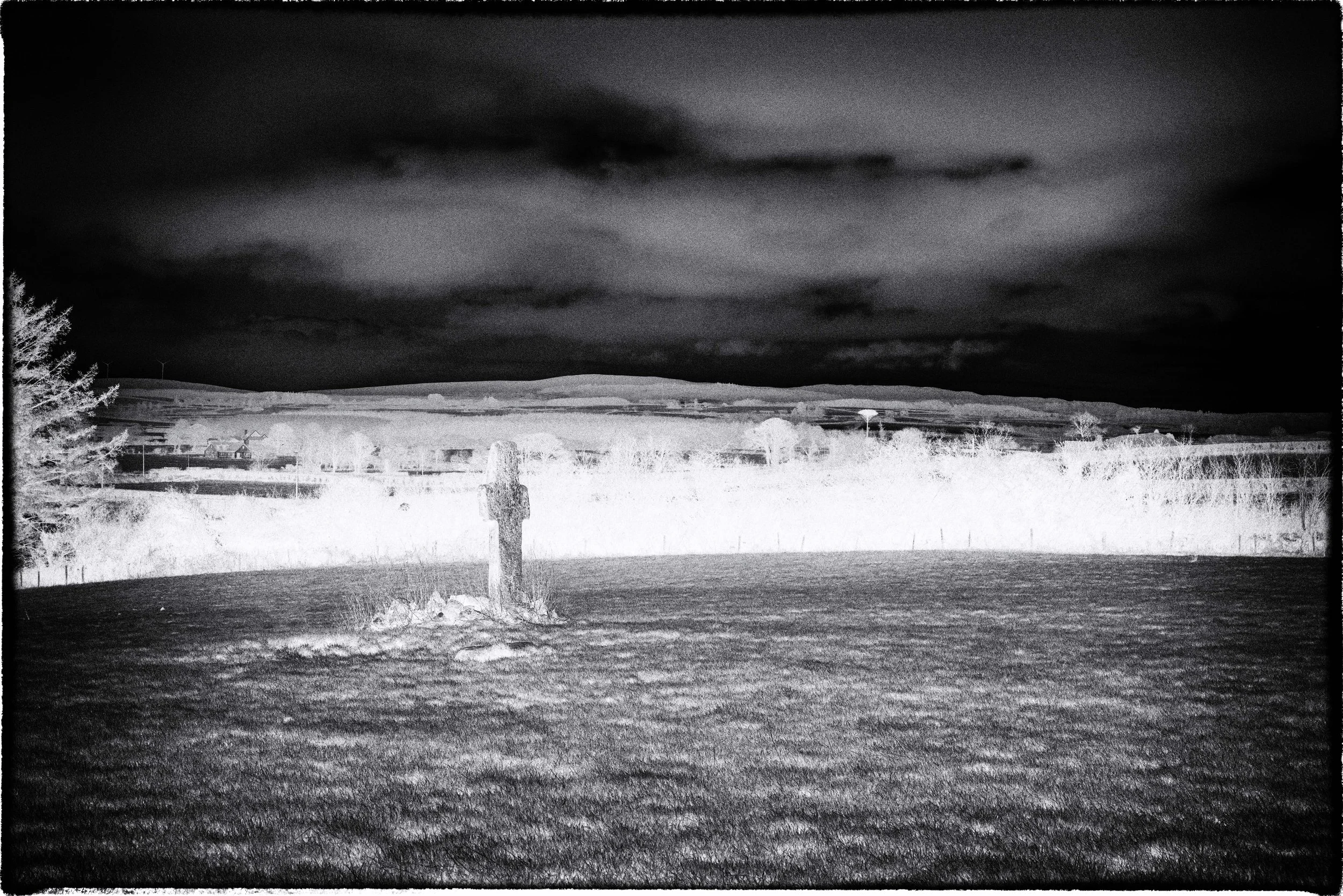 black and white negative landscape image