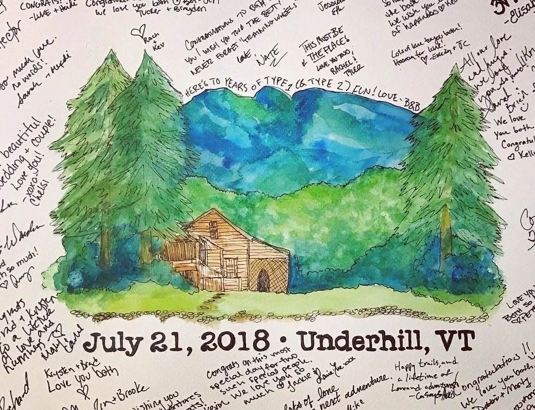 Watercolor guestbook commission for wedding.