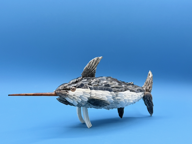 Striker – Handcrafted Blue Marlin Seashell Sculpture