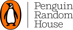 Penguin standing on ice with the Penguin logo background