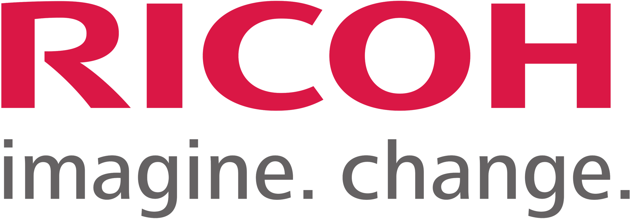 The image features the logo of RICOH, with the text 'imagine.change.' underneath.