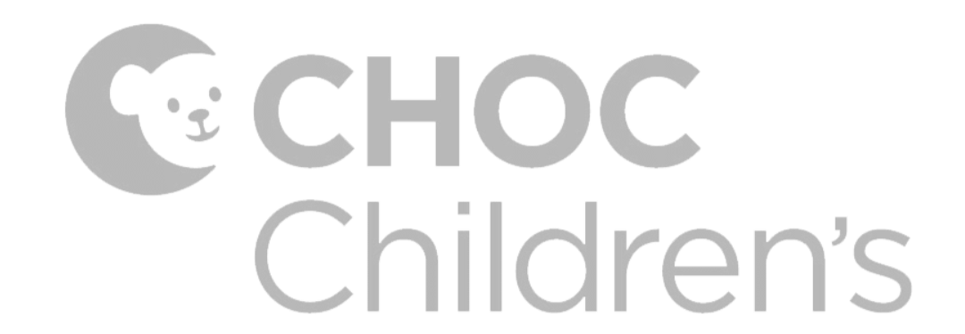 Logo for Choc Children's featuring a smiling bear face within a gray circle