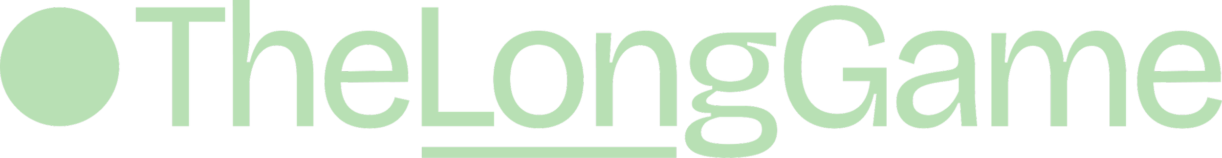 The image displays the logo for The Long Game, featuring the text "The Long Game" in green with a large dot adjacent to the first word.
