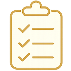 Checklist on a clipboard with three checked items.