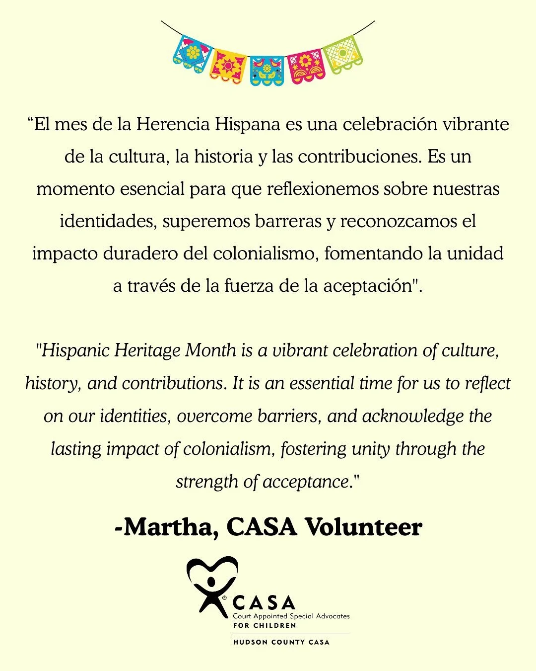 As we wrap up Hispanic Heritage Month, we asked our CASA volunteers and staff to reflect on what this month means to them, from celebrating their roots to honoring the traditions and diversity that shape their lives.💛

At Hudson County CASA, we&rsqu