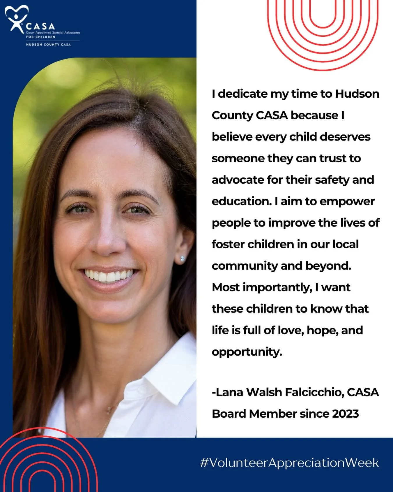 Lana Walsh Falcicchio, CASA Board Member since 2023💙✨

#VolunteerAppreciationWeek #CASA #AdvocateForChildren #MakeADifference