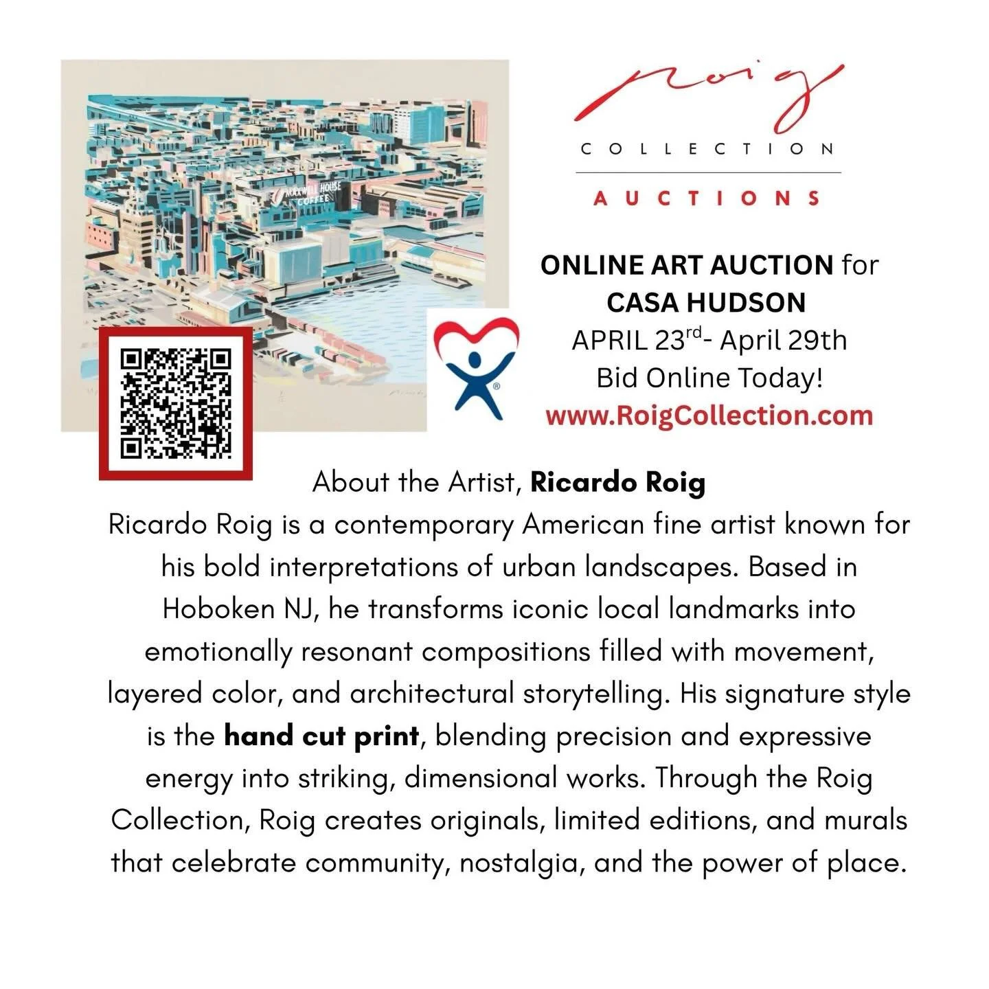 We are so grateful to Ricardo Roig for hosting this special Online Art Auction in support of Hudson County CASA! Through April 29, you can bid on incredible artwork while helping support advocacy for children in foster care 💙

We&rsquo;re also excit