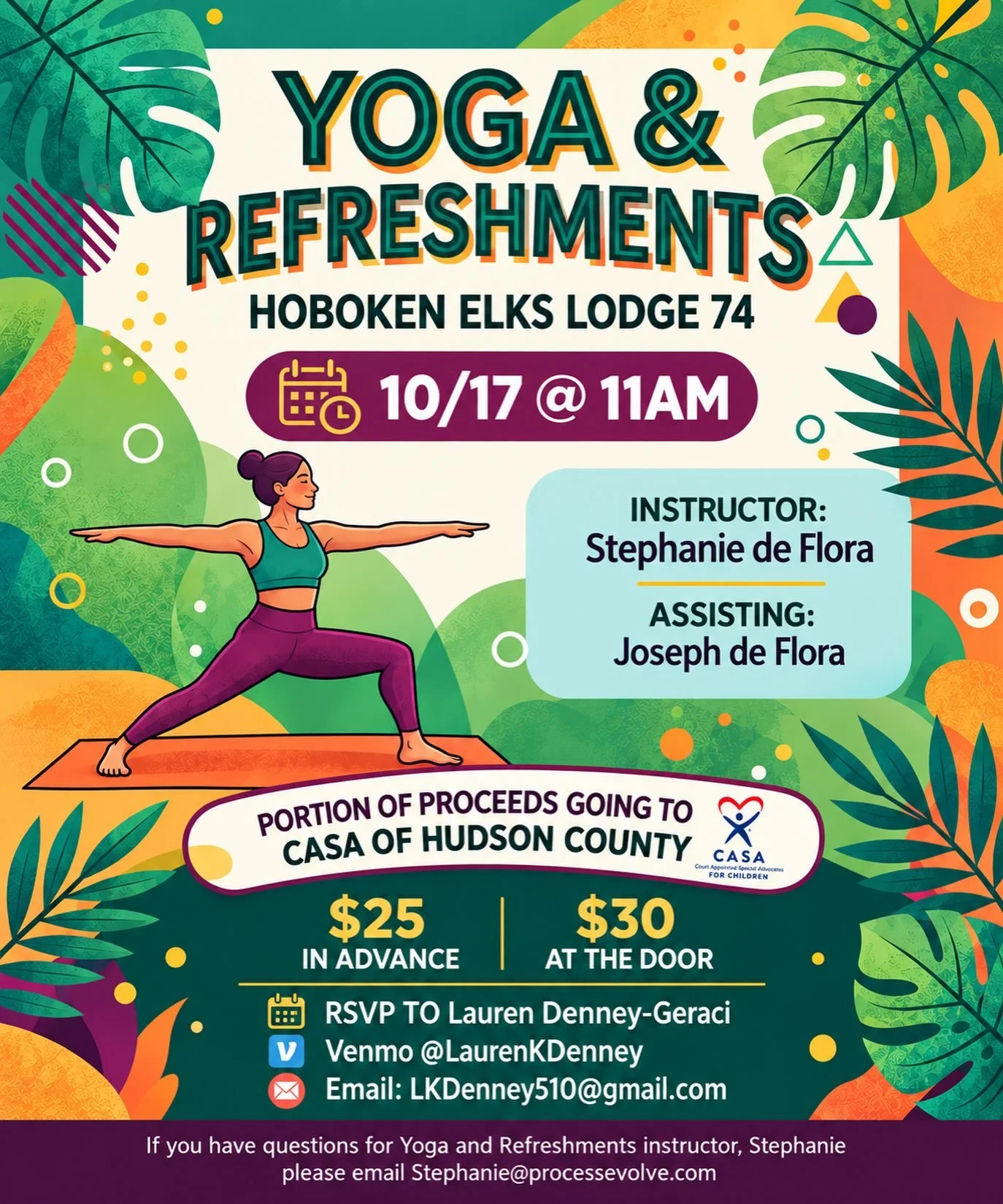 Yoga for a Cause! Join us for a special yoga event benefiting Hudson County CASA on October 17th! 🧘&zwj;♀️ 

Bring your friends and family, everyone is welcome! It&rsquo;s a wonderful opportunity to enjoy yoga and support children in foster care.💙
